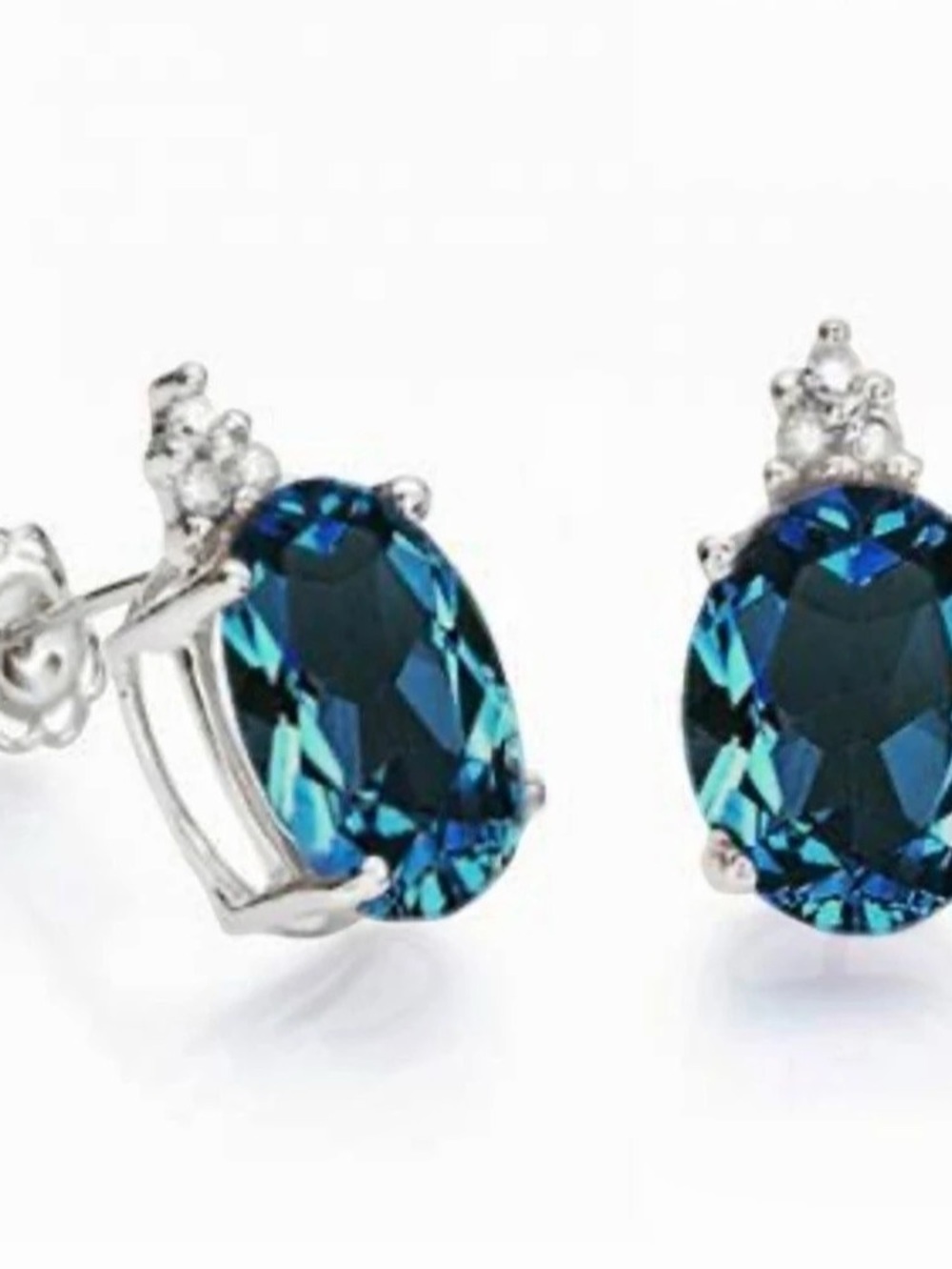Topaz and Diamond Oval Stud Earrings. NWOT.